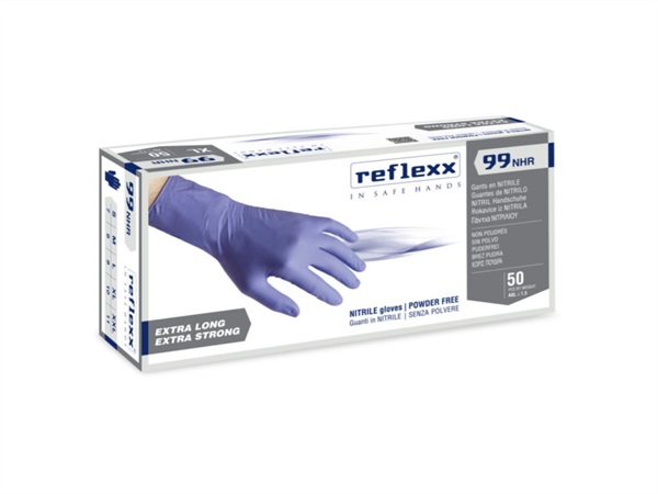 REFLEXX Confezione 50 guanti in nitrile alto spessore senza polvere 99 - 8,8 gr