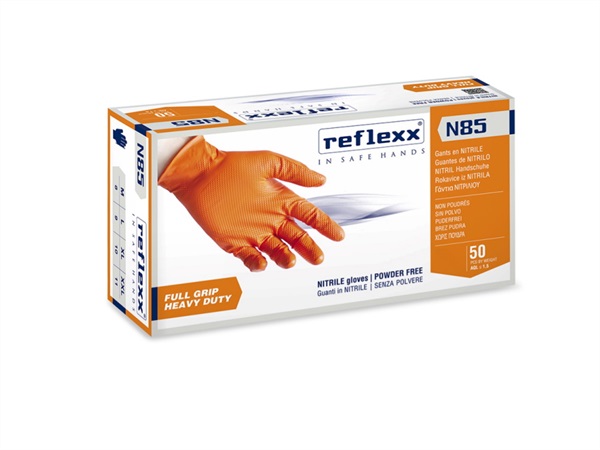REFLEXX Confezione 50 guanti in nitrile full grip senza polvere N85 - 8,4 gr