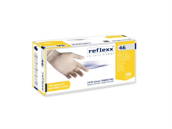 REFLEXX Confezione 100 guanti in lattice senza polvere 46 - 5,7 gr