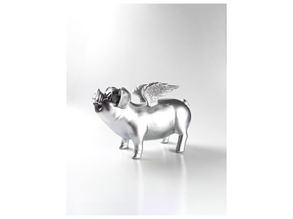 STOOBZ DESIGN Flying Pig, 25 cm, argento