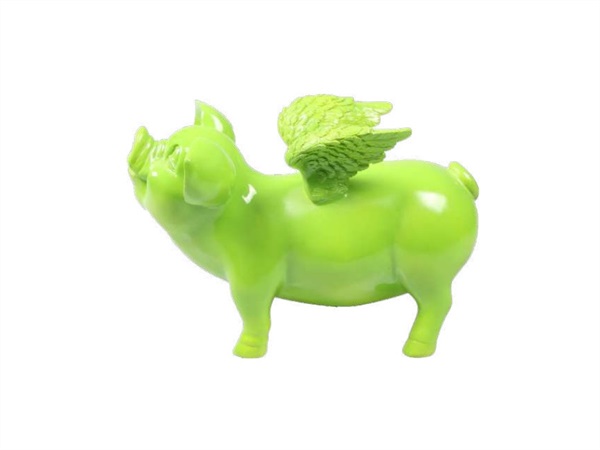 STOOBZ DESIGN Flying Pig, 25 cm, verde