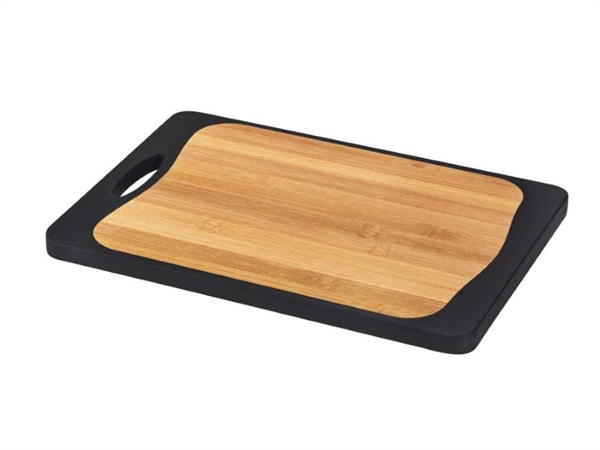 WENKO Tagliere combi nero 33 x 23 cm, con manico e scanalatura per il succo