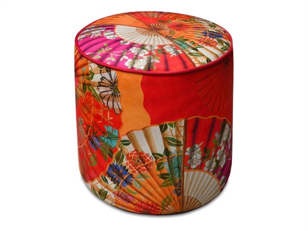 BACI MILANO Ventagli - Pouf in velluto - Ø 45 cm, H 45 cm