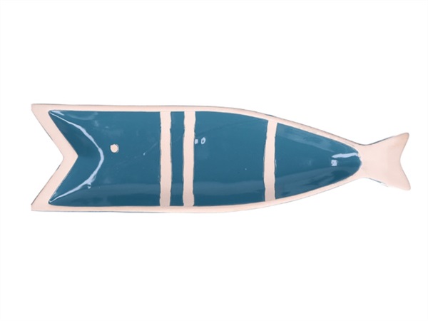 RITUALI DOMESTICI Pelagicoillogico, piatto pesce blu in stoneware 38,5x11xh3 cm