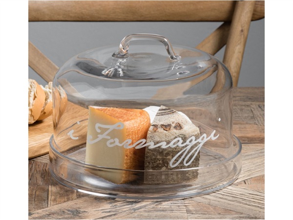 SIMPLE DAY LIVING & LIFESTYLE Set campana e piatto per formaggi decoro " I Formaggi"