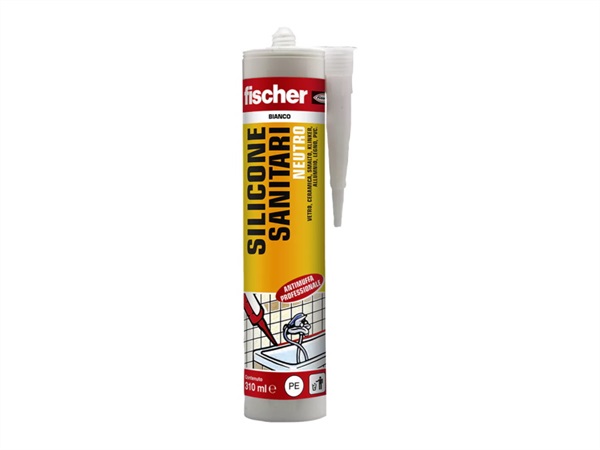 FISCHER Sigillante siliconico neutro a base alcolica per l'impiego in ambienti sanitari, 310 ml