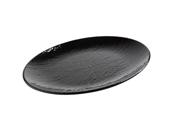 TABLE TOP PORCELLANE SAS Stoneage nero, vassoio melamina ovale 49x36,5x4,5 cm