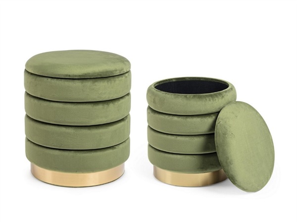 BIZZOTTO SET2 POUF CONTENITORE IN LEGNO OLIVE - DARINA