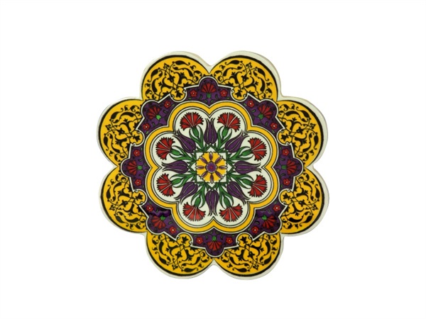 NOVITA' HOME Sottopentola smerlato decoro a mano in ceramica