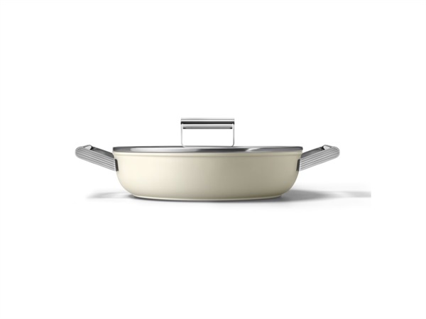 SMEG Tegame 2 manici con coperchio, 50's style, Ø 28 cm, crema