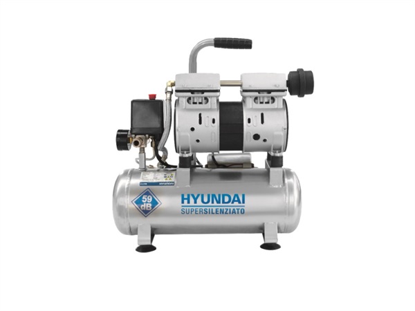 HYUNDAI POWER PRODUCRS Compressore supersilenziato, 8 lt, 0.75 hp, 59 dB con accessori