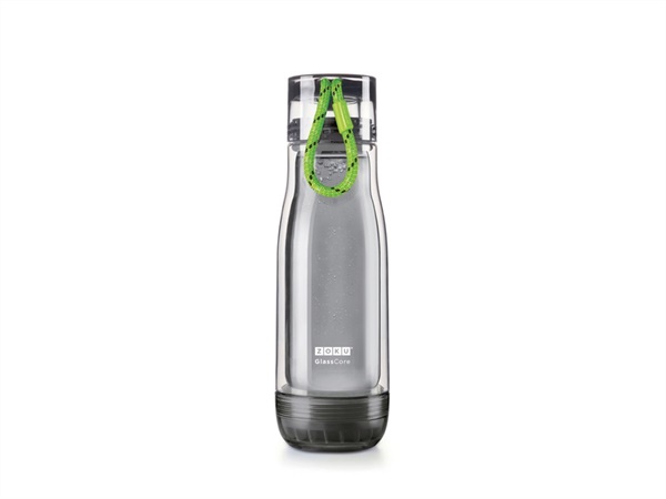 ZOKU Glass Core Bottle, bottiglia termica in vetro 475 ml - nero