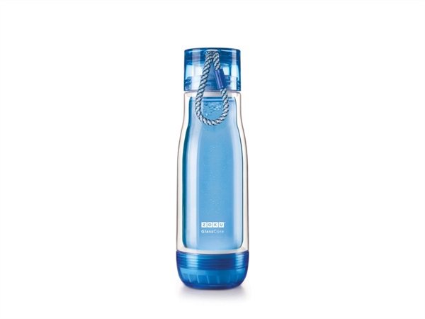 ZOKU Glass Core Bottle, bottiglia termica in vetro 475 ml - blu