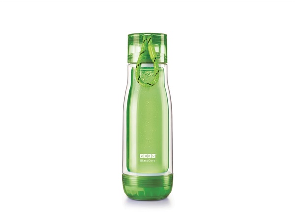 ZOKU Glass Core Bottle, bottiglia termica in vetro 475 ml - verde