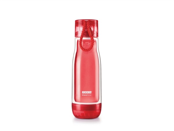 ZOKU Glass Core Bottle, bottiglia termica in vetro 475 ml - rosso
