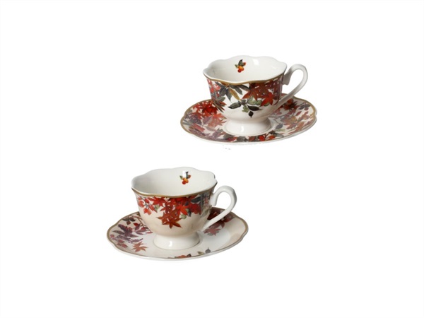 BRANDANI GIFT GROUP S.A.S. Corbezzoli, set 2 tazzine con piattini in new bone china