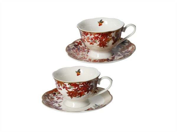 BRANDANI GIFT GROUP S.A.S. Corbezzoli, set 2 tazze the con piattini in new bone china