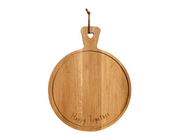 SIMPLE DAY LIVING & LIFESTYLE Tagliere happy together, Ø36x1.9cm (manico escluso)