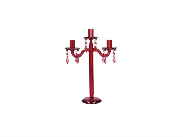 RITUALI DOMESTICI Luminando, candelabro gocce rosso 3 bracci 23,5x9,5x35,5 cm