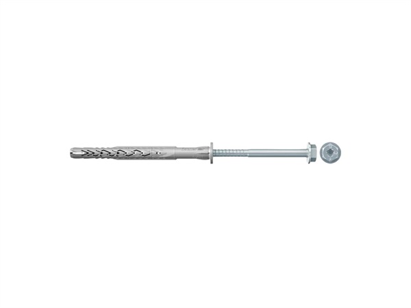 FISCHER Fissaggio prolungato SXRL 8x60 FUS, con vite di sicurezza con testa esagonale con rondella flangiata e impronta TX, acciaio zincato