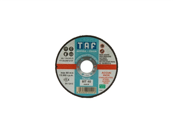 TAF ABRASIVI MOLE PIANE SPESSORI SOTTILI 115x1,6 mm, BIT45-B (A46R)