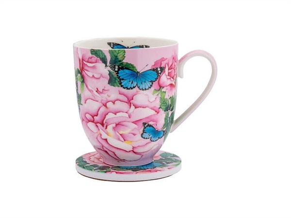 MAXWELL & WILLIAMS Posey, set tazza e sottobicchiere 400 ml Cabbage Roses