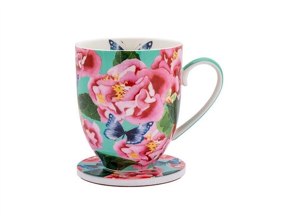 MAXWELL & WILLIAMS Posey, set tazza e sottobicchiere 400 ml Camellia Dreams