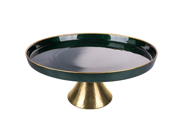 VILLA D'ESTE HOME TIVOLI Madrid, Alzatina verde Ø21xh.8 cm in vetro base e bordo oro finitura glossy