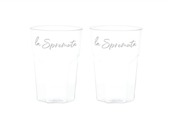 SIMPLE DAY LIVING & LIFESTYLE Set 2 Bicchieri in vetro decoro La Spremuta, 45 cl