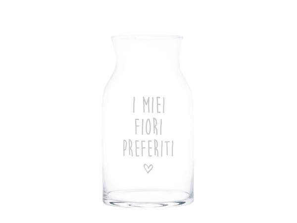 SIMPLE DAY LIVING & LIFESTYLE Vaso Portafiori in vetro decoro I Miei Fiori Preferiti, Ø 15 cm