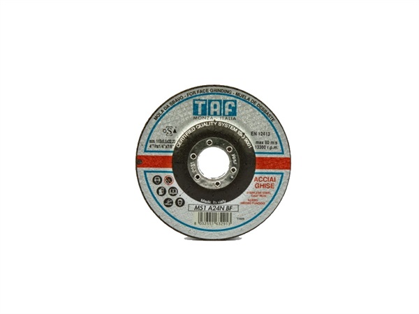 TAF ABRASIVI MOLE CENTRO DEPRESSO 115X6MM, SBAVATURA DI ACCIAI E GHISE, MS1-B (A24N)