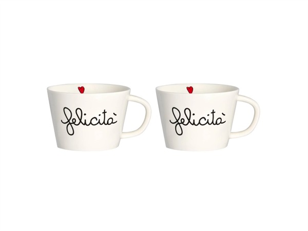 SIMPLE DAY LIVING & LIFESTYLE Set 2 Tazze Colazione Felicità, 580 ml