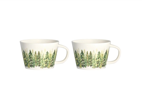 SIMPLE DAY LIVING & LIFESTYLE Set 2 Tazze Colazione Abeti, 580 ml