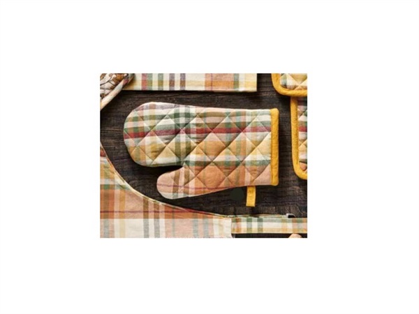 BRANDANI GIFT GROUP S.A.S. Corbezzoli, guanto da forno tartan con piping lurex 17x27 cm