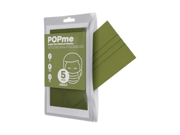 POPME Mascherina chirurgica adulto army green - 5 pezzi