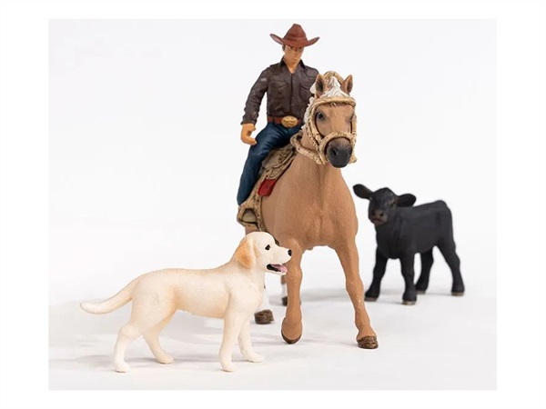 SCHLEICH equitazione americana con labrador e vitello, 42578