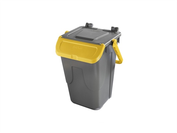 MOBIL PLASTIC Bidone portarifiuti eco-top, grigio e giallo, 35 lt