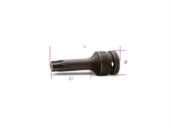 BETA UTENSILI CHIAVI A BUSSOLA MASCHIO PER VITI CON IMPRONTA TORX CON ATTACCO QUADRO FEMMINA 1/2" FOSFATATE - ART. 720TX