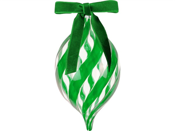 BACI MILANO xmas carol - palla natale in vetro 16 cm, trasparente/verde