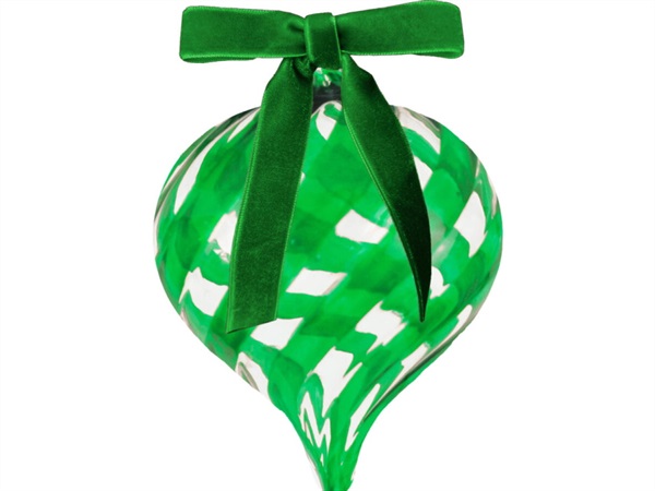 BACI MILANO xmas carol - palla natale in vetro 10 cm, trasparente/verde