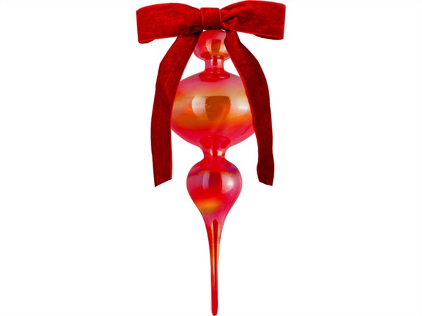 BACI MILANO xmas carol - decorazione natale in vetro h 34 cm, rosso
