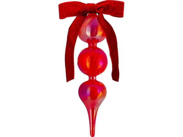 BACI MILANO xmas carol - decorazione natale in vetro h 24 cm, rosso