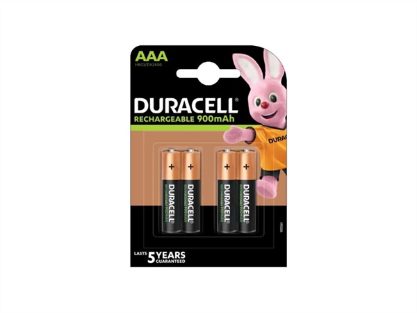DURACELL Batteria ministilo ricaricabile, AAA, 1,2V, HR03, 4 pezzi