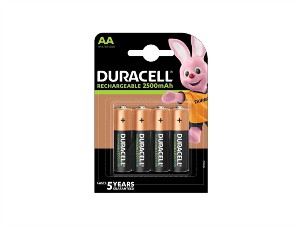 DURACELL Batteria stilo ricaricabile, AA, 1.2V, HR6, 4 pezzi