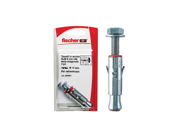 FISCHER Tassello in acciaio SLM 6 con vite testa esagonale, 2 pz