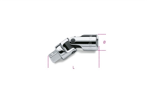 BETA UTENSILI SNODO CON ATTACCHI QUADRI, MASCHIO E FEMMINA 1/4" CROMATO - ART. 900/25