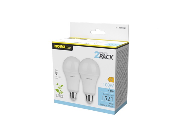 NOVA LINE led a goccia e27 - 13w - 4000k - 1521 lm - 2 pezzi