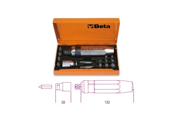 BETA UTENSILI GIRAVITE A PERCUSSIONE CON 14 INSERTI E BUSSOLA PORTAINSERTI - ART. 1295/C14