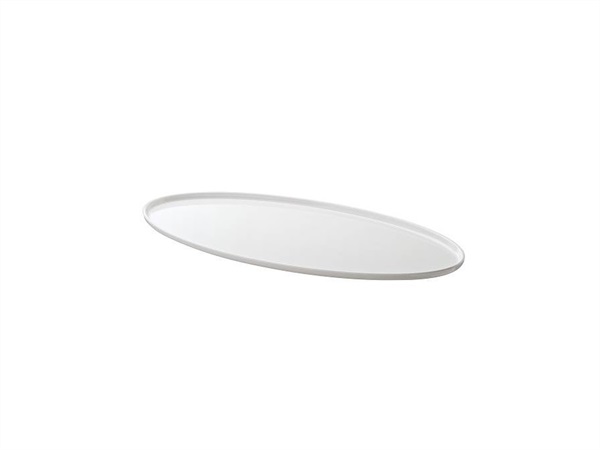 LEONE Vassoio ovale bianco in melamina, 60x30x1,6 cm