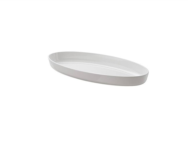 LEONE Vassoio ovale bianco in melamina, 60x30x6,5 cm